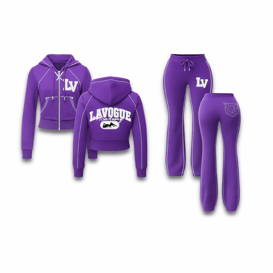 Purple Stitched LV Sweatsuit