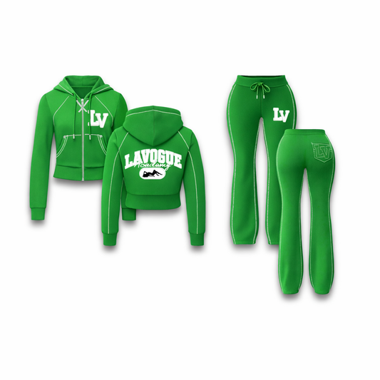 Green Stitched LV Sweatsuit
